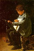 Francois Bonvin Seated Boy with a Portfolio Sweden oil painting reproduction